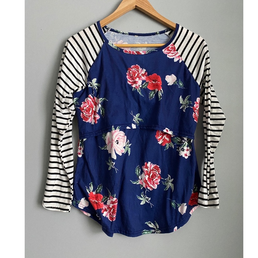 Floral striped Maternity Nursing Top